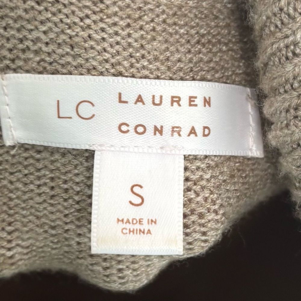 LC Lauren Conrad Long Sleeve Tan Beige Sweater Dress turtleneck loose fit small - Picture 3 of 7